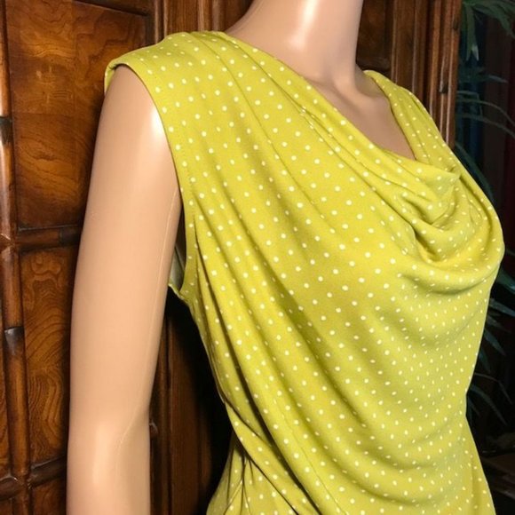 Jones New York Lime Dot Drape Front Sleeveless Top - Picture 9 of 12